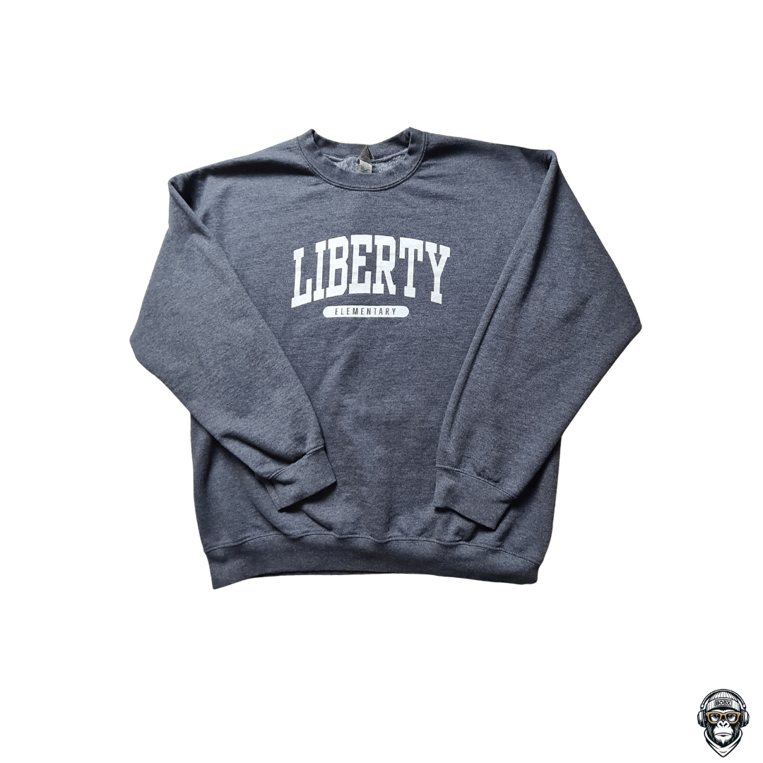 Dunkelgraues Sweatshirt mit Liberty Elementary Print, Größe L, Collegestil, Einzelstück bei BobX Prime Street