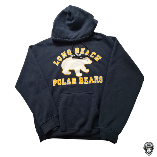 Dunkelblauer Gildan Hoodie mit Frontprint „Long Beach Polar Bears“