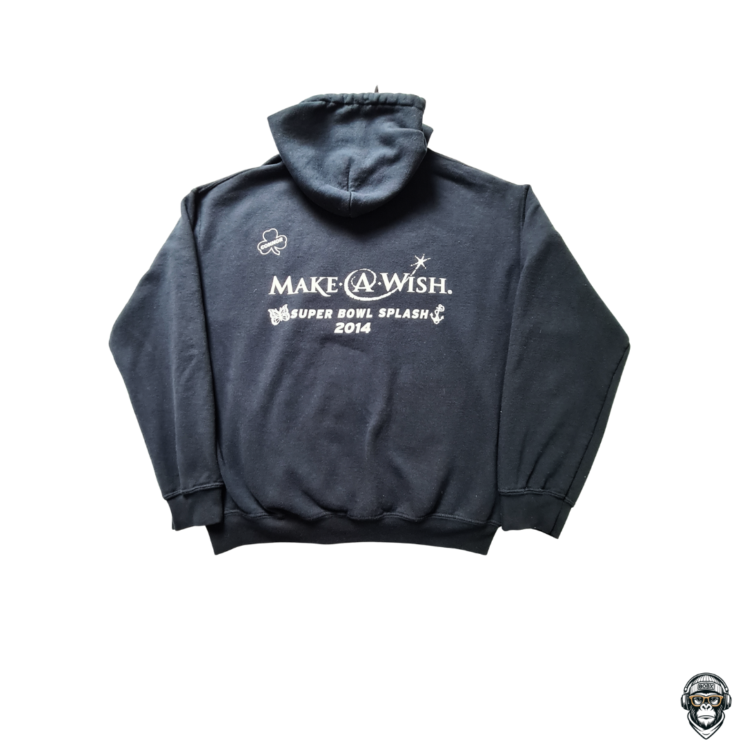 Backprint „Make-A-Wish Super Bowl Splash 2014“, Größe M, Vintage-Stil.