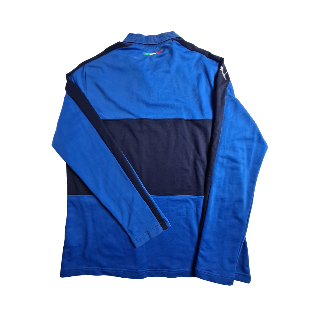 Puma Italien Langarm-Poloshirt in Blau – Nationalteam Trikot Style (XXL)