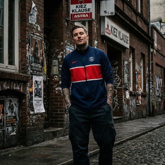 Original Nike PSG Track Jacket mit Frankreich-Tag & Fleecefutter Gr. M