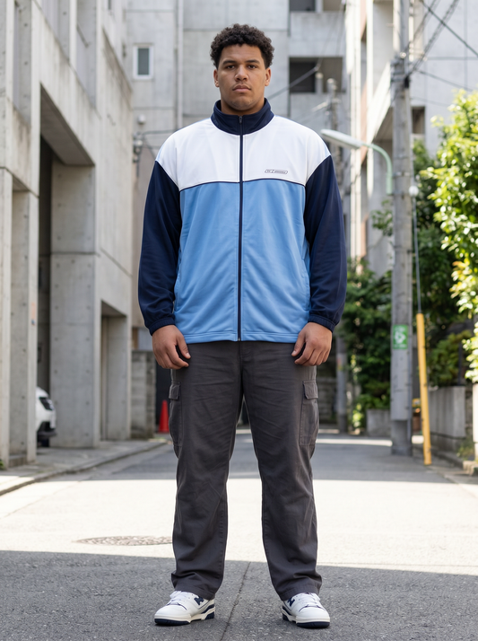 Reebok Track Jacket Colorblock Sky Blue/Navy | Y2K | XL Oversized