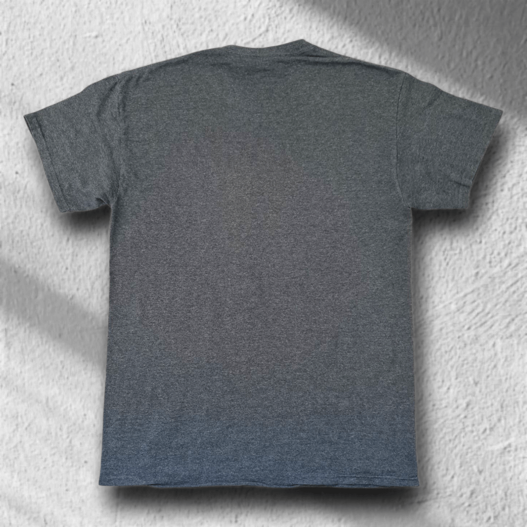 Rückseite des Gildan Heavy Cotton T-Shirts in Dunkelgrau ohne Print