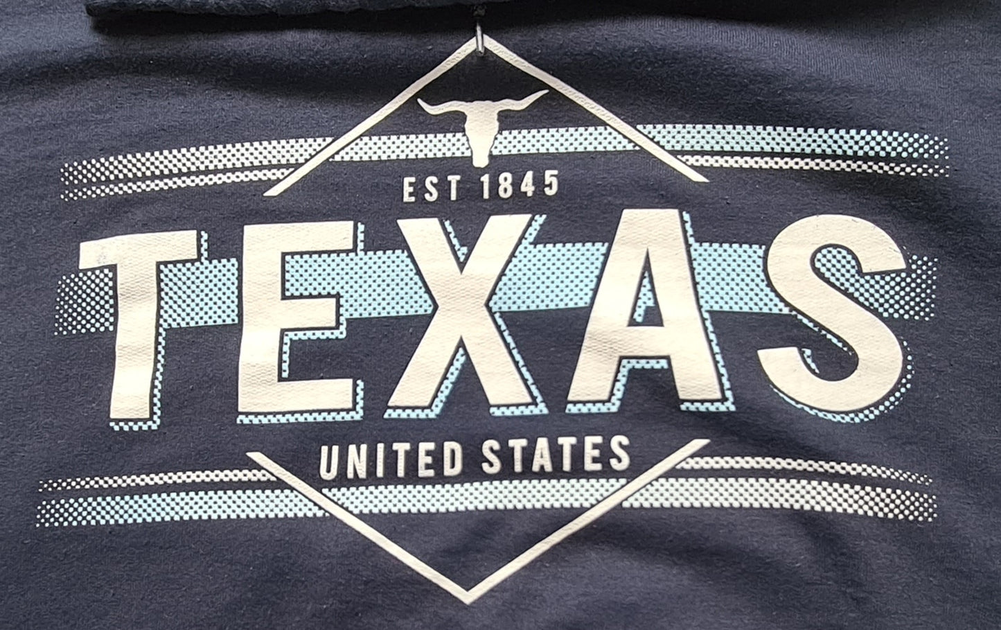 Detailansicht Texas United States Frontprint in Blau und Weiß