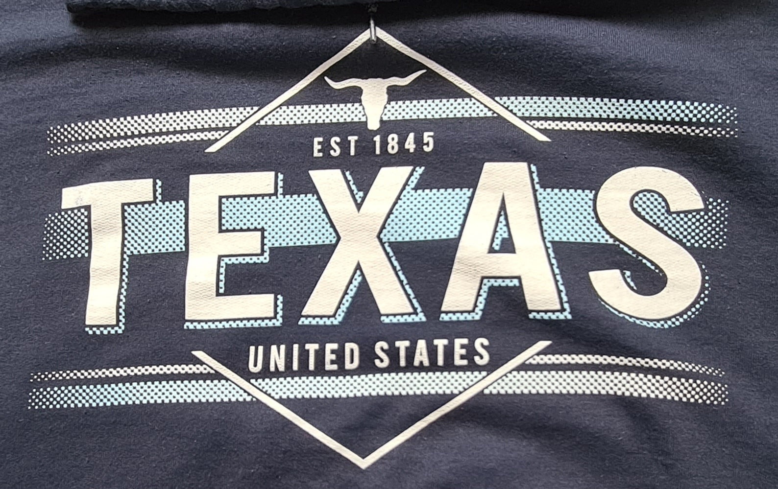 Detailansicht Texas United States Frontprint in Blau und Weiß