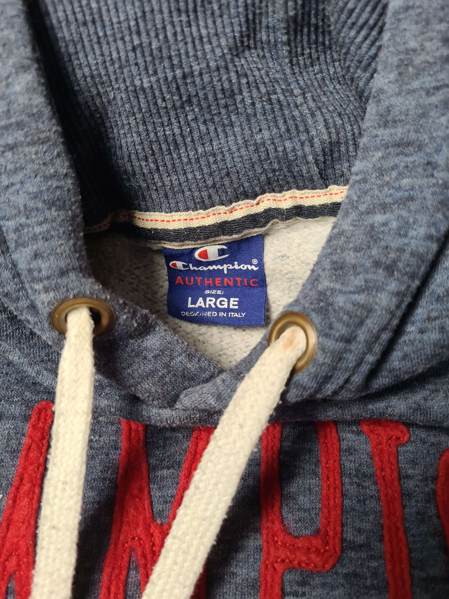 Retro Champion Hoodie "Physical Education" – College Look – Größe L