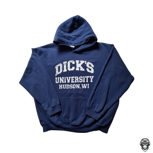 Blauer Hoodie XL von Gildan Heavy Blend mit Frontprint Dick’s University Hudson WI – erhältlich bei BobX Prime Street