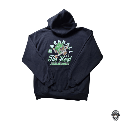 Schwarzer Hoodie mit Marshall „The Herd“ Football-Print, Größe L, College-Style von Athlete’s Thread bei BobX Prime Street