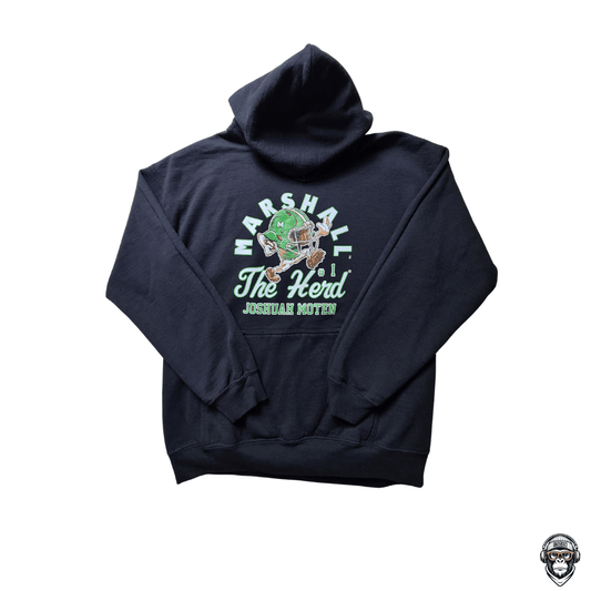 Schwarzer Hoodie mit Marshall „The Herd“ Football-Print, Größe L, College-Style von Athlete’s Thread bei BobX Prime Street