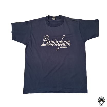 Navyfarbenes Screen Stars Best T-Shirt mit weißem Birmingham Alabama Frontprint, Made in USA, Größe XL, 90’s Vintage-Stil, sehr guter Zustand.
