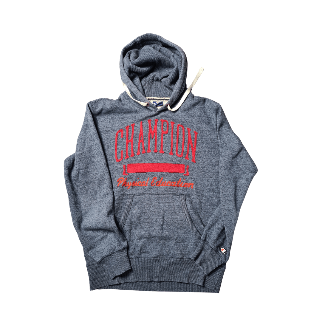 Retro Champion Hoodie "Physical Education" – College Look – Größe L