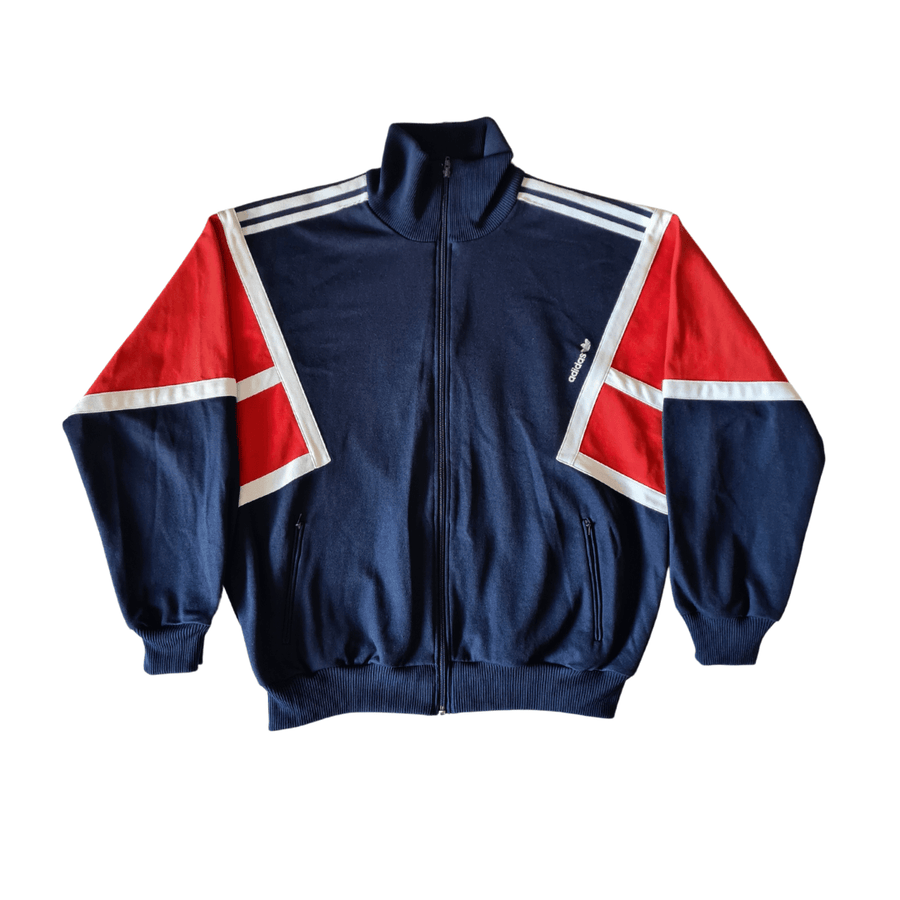 Adidas Vintage Trainingsjacke 80s – Navy/Rot/Weiß mit Trefoil-Logo (M/L)