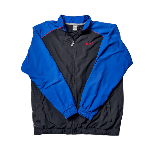 Nike Retro Track Jacket | Schwarz-Blau mit rotem Swoosh | Größe XL