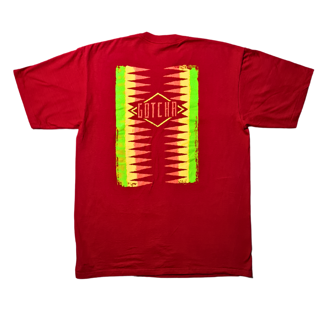 Gotcha Vintage T-Shirt – Tribal Backprint, Rot (XL)