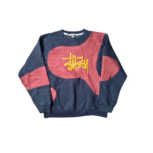 Stüssy inspired Rework Sweater – Two-Tone Wave Design (M)