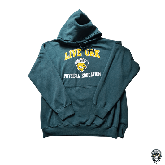 LIVE OAK Hoodie – Physical Education Print – Port & Company Core Fleece (L)