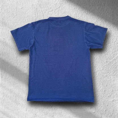 Rückansicht des New York Giants Vintage T-Shirts in Blau, schlicht ohne Print, Größe M