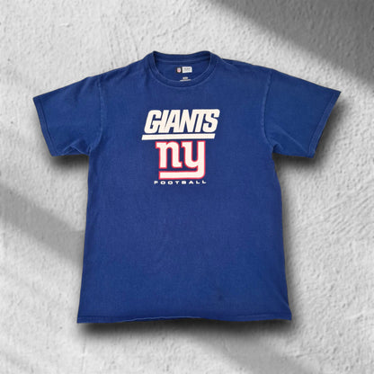 New York Giants Vintage T-Shirt Vorderseite mit GIANTS ny FOOTBALL Print, blau, Größe M