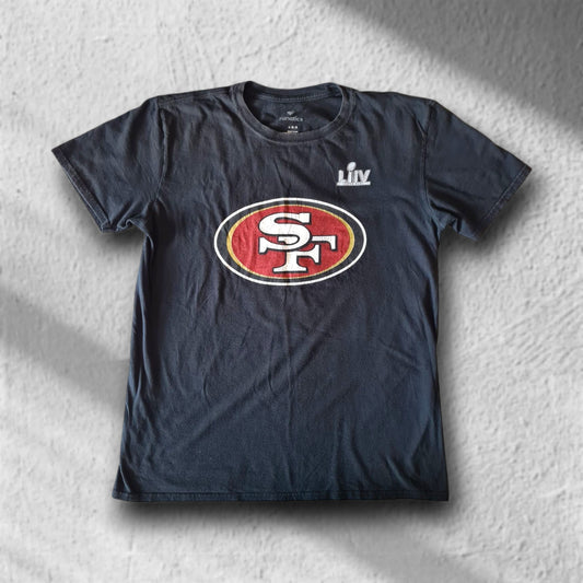 Schwarzes Fanatics T-Shirt mit San Francisco 49ers Logo auf der Brust, Größe L
