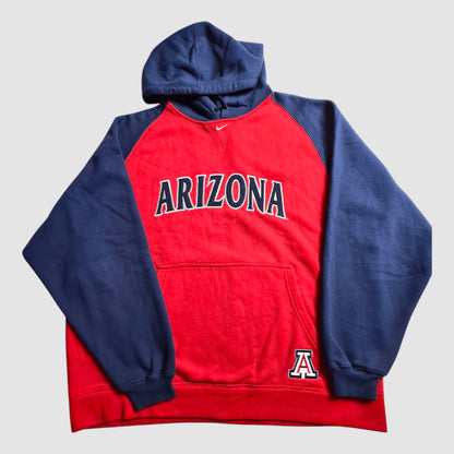 Vintage Nike Hoodie Team Arizona Wildcats  – 90s College Sportswear – Rot/Blau  - Center Swoosh Gr. XL