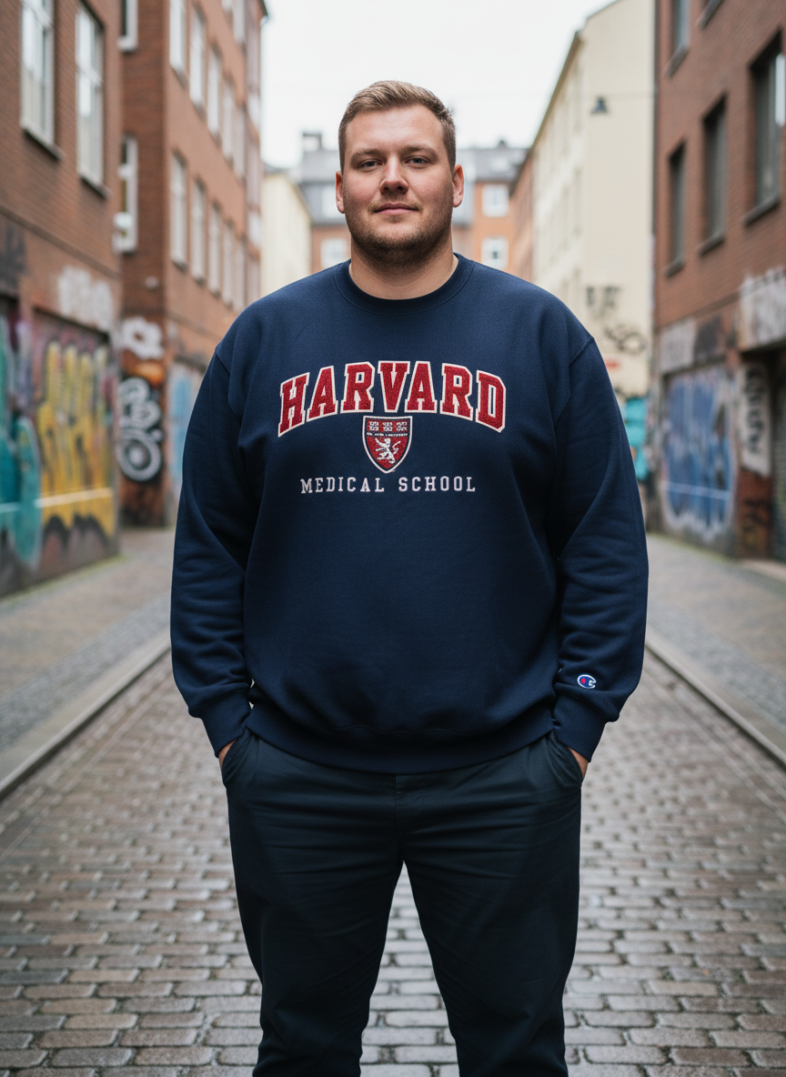 Champion Sweatshirt Harvard Medical School Navy | Vintage College | XL Oversized