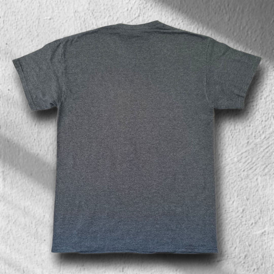 Rückseite des Gildan Heavy Cotton T-Shirts in Dunkelgrau ohne Print