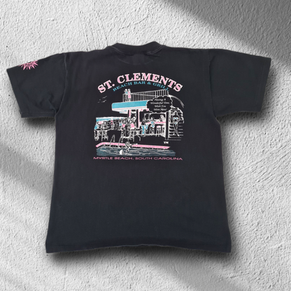 80s/90s Vintage Single Stitch T-Shirt St. Clements Myrtle Beach | Schwarz | Größe L