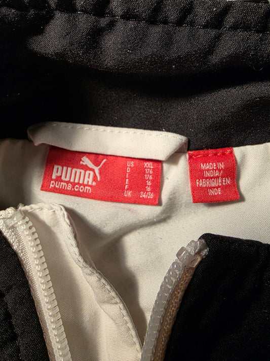 Puma Trainingsjacke Schwarz/Weiß Big Logo | Y2K 2000s | M