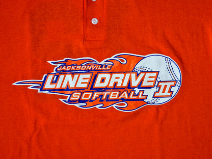 Vintage Softball T-Shirt "Jacksonville Line Drive II", Nummer 12 – Orange, Größe L