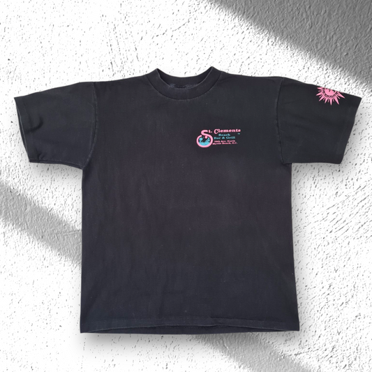 80s/90s Vintage Single Stitch T-Shirt St. Clements Myrtle Beach | Schwarz | Größe L