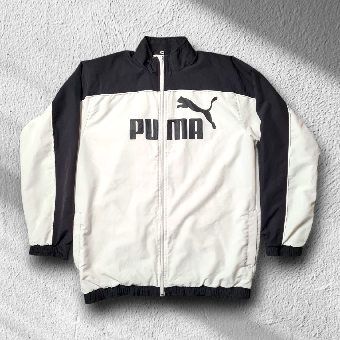 PUMA Trainingsjacke | Schwarz-Weiß | Retro Style | Größe M