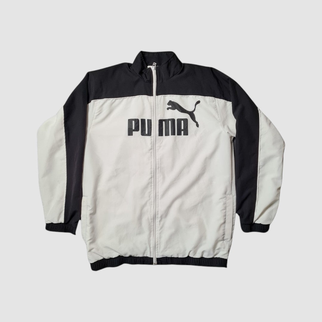 Puma Trainingsjacke Schwarz/Weiß Big Logo | Y2K 2000s | M