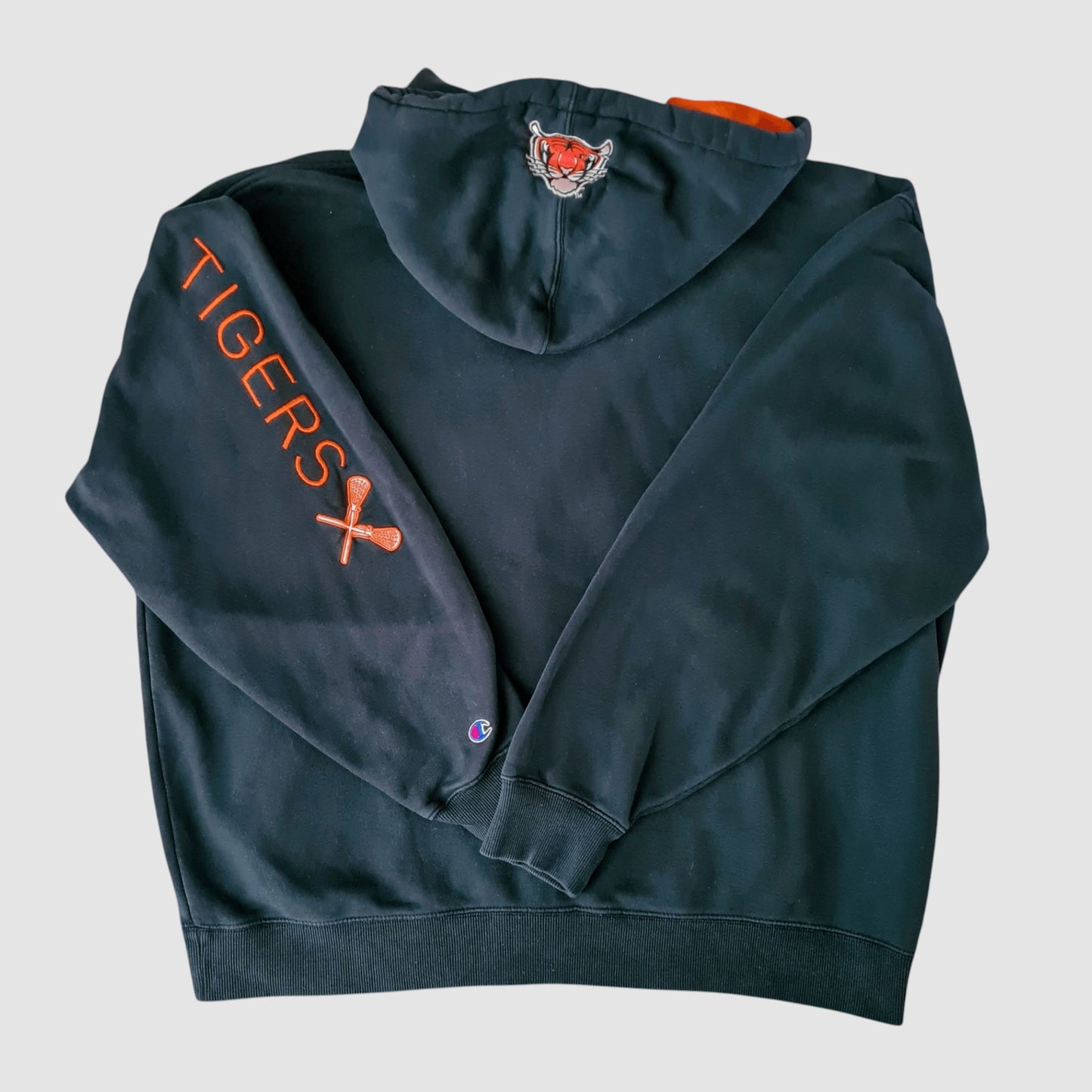 Champion Princeton Lacrosse Vintage Zipper Hoodie Schwarz Orange XL